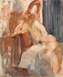 Seated woman with a harp, c.1890
